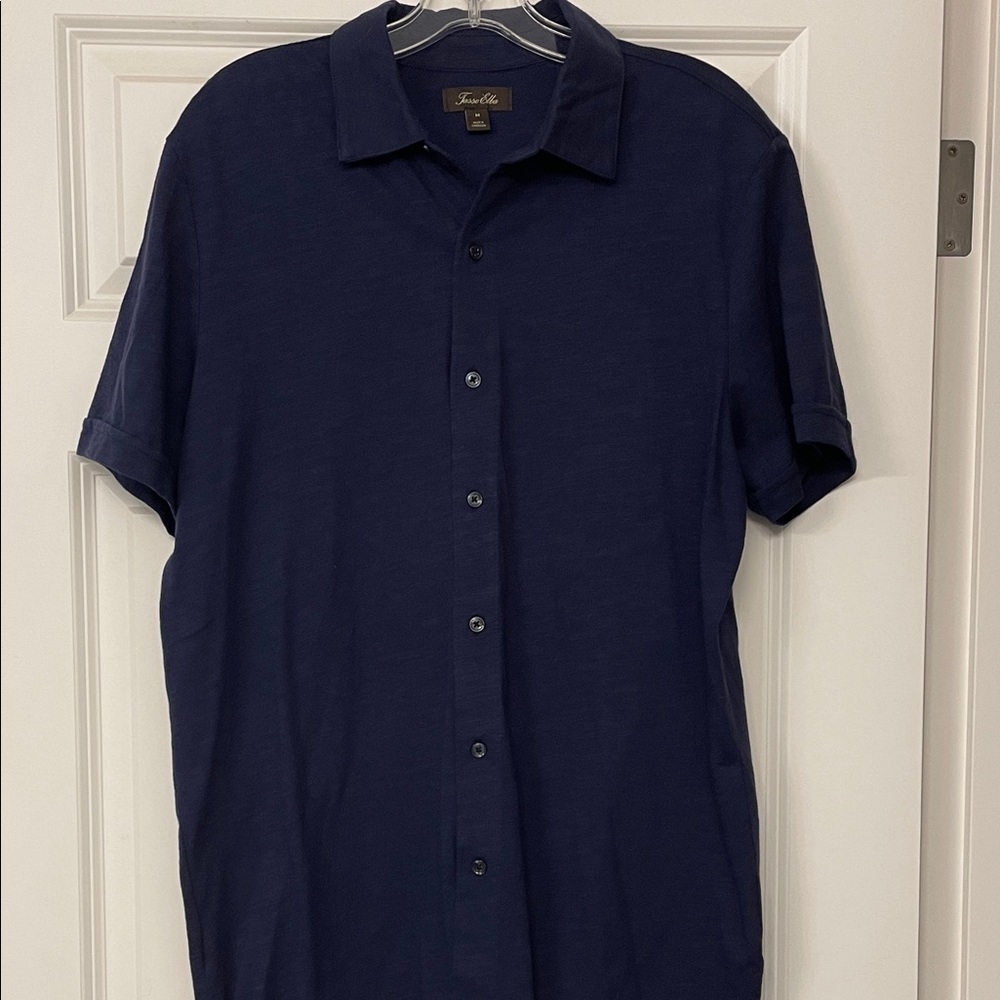 Tasso Elba Navy Casual Button Down Shirt